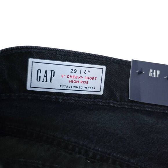 Gap 3" Cheeky Shorts Women's Size 8 Black Denim High Rise Low Stretch NWT - Picture 3 of 7